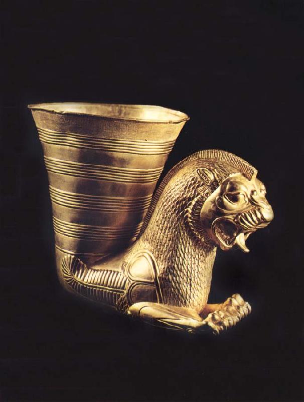 unknow artist Rhyton in the form of a lion-griffin oil painting image